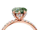 Rose gold Fancy Green Heart Cut Diamond Solitaire Ring with Four-Prong Setting and Pavé Band_7