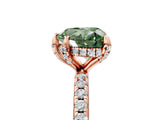 Rose gold Fancy Green Heart Cut Diamond Solitaire Ring with Four-Prong Setting and Pavé Band_8