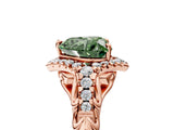 Rose gold Fancy Green Heart Cut Diamond Solitaire Ring with Hidden Halo and Pavé Band_32