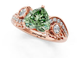 Rose gold Fancy Green Heart Cut Diamond Solitaire Ring with Milgrain Pavé Band and Four-Prong Setting_18