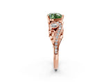 Rose gold Fancy Green Heart Cut Diamond Solitaire Ring with Milgrain Pavé Band and Four-Prong Setting_19