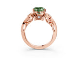 Rose gold Fancy Green Heart Cut Diamond Solitaire Ring with Milgrain Pavé Band and Four-Prong Setting_20