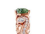 Rose gold Fancy Green Heart Cut Diamond Solitaire Ring with Milgrain Pavé Band and Four-Prong Setting_22