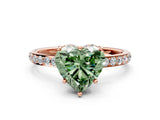 Rose gold Fancy Green Heart Cut Diamond Solitaire Ring with Pavé Band and Hidden Halo_68