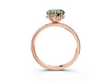 Rose gold Fancy Green Heart Cut Diamond Solitaire Ring with Pavé Band and Hidden Halo_71