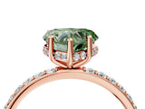 Rose gold Fancy Green Heart Cut Diamond Solitaire Ring with Pavé Band and Hidden Halo_72
