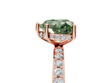 Rose gold Fancy Green Heart Cut Diamond Solitaire Ring with Pavé Band and Hidden Halo_73