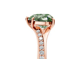 Rose gold Fancy Green Heart Cut Diamond Solitaire Ring with Pavé Band and Prong Setting_17