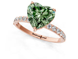 Rose gold Fancy Green Heart Cut Diamond Solitaire Ring with Pave Band and Four Prong Setting_18