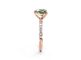 Rose gold Fancy Green Heart Cut Diamond Solitaire Ring with Pave Band and Four Prong Setting_19