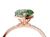 Rose gold Fancy Green Heart Cut Diamond Solitaire Ring with Pave Band and Four Prong Setting_21