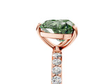 Rose gold Fancy Green Heart Cut Diamond Solitaire Ring with Pave Band and Four Prong Setting_22