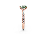 Rose gold Fancy Green Heart Cut Diamond Solitaire Ring with Round  Pavé Band and Four-Prong Setting_24