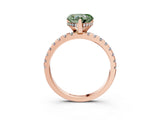 Rose gold Fancy Green Heart Cut Diamond Solitaire Ring with Round  Pavé Band and Four-Prong Setting_25