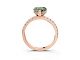 Rose gold Fancy Green Heart Cut Diamond Solitaire Ring with Round  Pavé Band and Four-Prong Setting_39