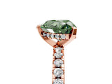 Rose gold Fancy Green Heart Cut Diamond Solitaire Ring with Round  Pavé Band and Four-Prong Setting_41