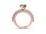 Rose gold Fancy Green Heart Cut Diamond Solitaire Ring with Shared Prong Pavé Band and Four-Prong Setting_32