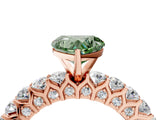Rose gold Fancy Green Heart Cut Diamond Solitaire Ring with Shared Prong Pavé Band and Four-Prong Setting_33