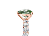 Rose gold Fancy Green Heart Cut Diamond Solitaire Ring with Shared Prong Pavé Band and Four-Prong Setting_34