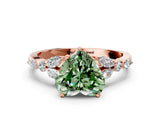 Rose gold Fancy Green Heart Cut Diamond Solitaire Ring with Side Stones and Four-Prong Setting_17