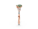 Rose gold Fancy Green Heart Cut Diamond Solitaire Ring with Side Stones and Four-Prong Setting_19