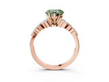 Rose gold Fancy Green Heart Cut Diamond Solitaire Ring with Side Stones and Four-Prong Setting_20