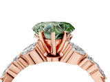 Rose gold Fancy Green Heart Cut Diamond Solitaire Ring with Side Stones and Four-Prong Setting_21