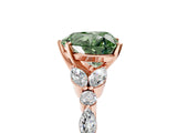 Rose gold Fancy Green Heart Cut Diamond Solitaire Ring with Side Stones and Four-Prong Setting_22
