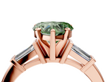 Rose gold Fancy Green Heart  Cut Diamond Solitaire Ring with Tapered Baguette Accents and Four-Prong Setting_4