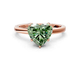 Rose gold Fancy Green Heart Cut Diamond Solitaire Ring with Thin Band and Prong Setting_12
