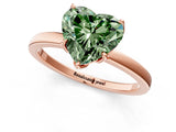 Rose gold Fancy Green Heart Cut Diamond Solitaire Ring with Thin Band and Prong Setting_13