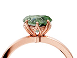 Rose gold Fancy Green Heart Cut Diamond Solitaire Ring with Thin Band and Prong Setting_16