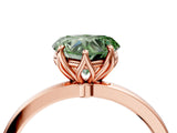 Rose gold Fancy Green Heart Cut Diamond Solitaire Ring with Thin Band and Prong Setting_28