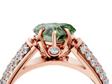 Rose gold Fancy Green Heart Cut Diamond Solitaire Ring with Three-Row Pavé Band and Four-Prong Setting_21