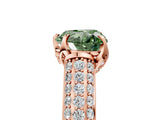 Rose gold Fancy Green Heart Cut Diamond Solitaire Ring with Three-Row Pavé Band and Four-Prong Setting_22