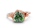 Rose gold Fancy Green Heart Cut Diamond Solitaire Ring with Twist Band and Four-Prong Setting_30
