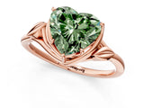 Rose gold Fancy Green Heart Cut Diamond Solitaire Ring with Twist Band and Four-Prong Setting_31