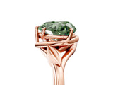 Rose gold Fancy Green Heart Cut Diamond Solitaire Ring with Twist Band and Four-Prong Setting_35