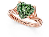 Rose gold Fancy Green Heart Cut Diamond Solitaire Twist Band Prong Setting Ring_68
