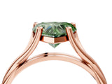 Rose gold Fancy Green Heart Cut Diamond Solitaire Twist Band Prong Setting Ring_71