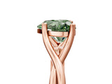 Rose gold Fancy Green Heart Cut Diamond Solitaire Twist Band Prong Setting Ring_72