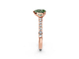 Rose gold Fancy Green Heart  Cut Diamond Solitaire with Pave Band and Four-Prong Setting 2
