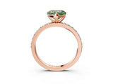 Rose gold Fancy Green Heart  Cut Diamond Solitaire with Pave Band and Four-Prong Setting 3