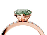 Rose gold Fancy Green Heart  Cut Diamond Solitaire with Pave Band and Four-Prong Setting 4