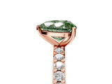 Rose gold Fancy Green Heart  Cut Diamond Solitaire with Pave Band and Four-Prong Setting 5