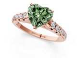 Rose gold Fancy Green Heart  Cut Diamond Solitaire with Pave Band and Four-Prong Setting_1