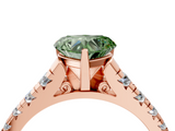 Rose gold Fancy Green Heart  Cut Diamond Solitaire with Pave Band and Four-Prong Setting_4