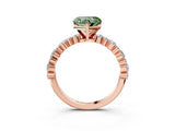 Rose gold Fancy Green Heart Cut Diamond Solitaire with Side Stones, Pave Band, Four-Prong Setting_32