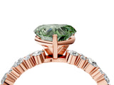 Rose gold Fancy Green Heart Cut Diamond Solitaire with Side Stones, Pave Band, Four-Prong Setting_33