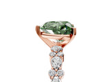 Rose gold Fancy Green Heart Cut Diamond Solitaire with Side Stones, Pave Band, Four-Prong Setting_34